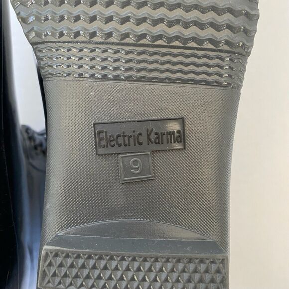 Electric Karma Boots Womens 9 Black Rain Ankle High Lace-Up Detail Pull-On - Picture 6 of 11